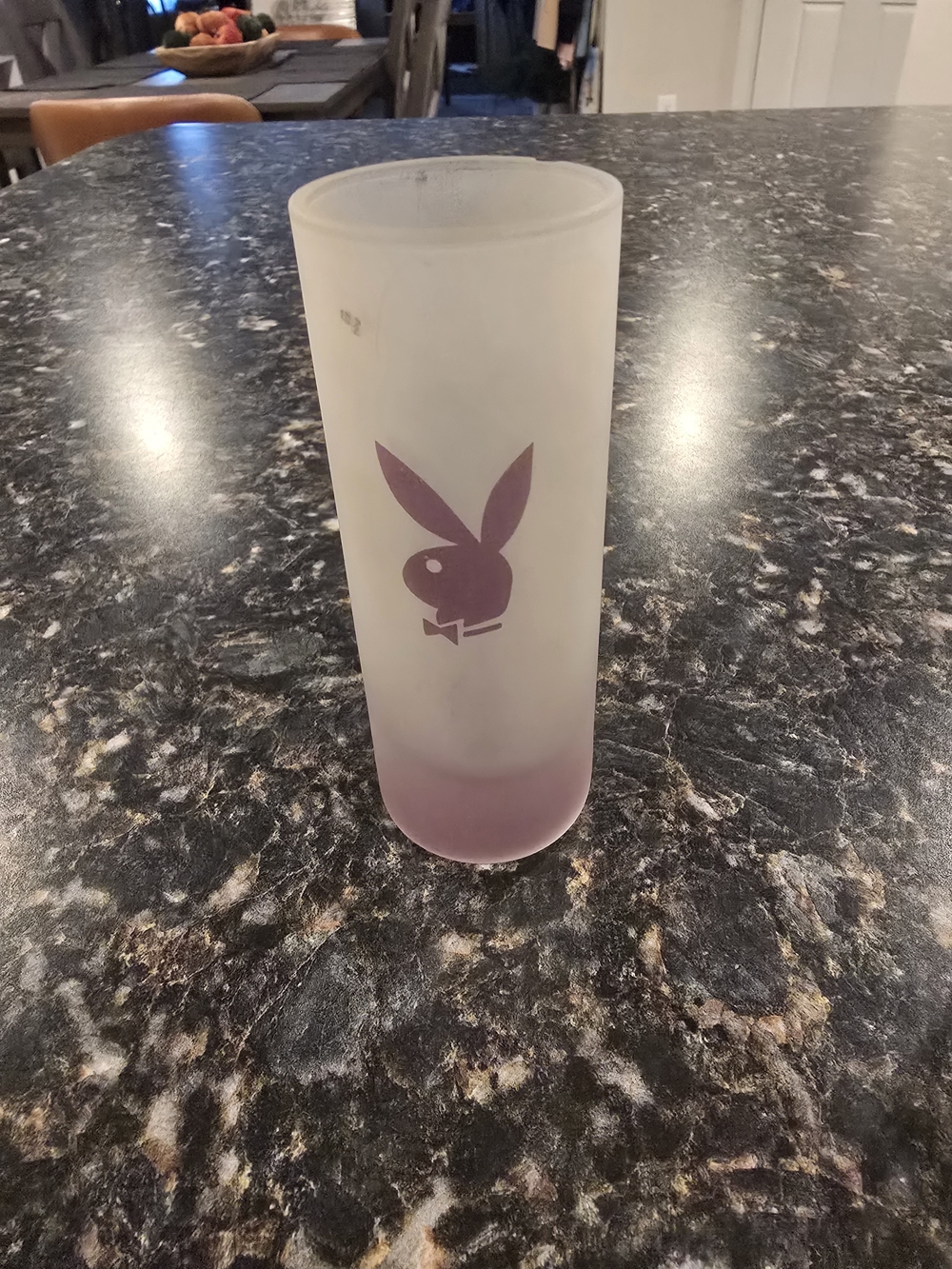 PLAYBOY Frosted 4" Vase or Shot Glass with Purple Bunny Accent